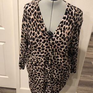 Torrid 6 Leopard Button Up Long Cardi